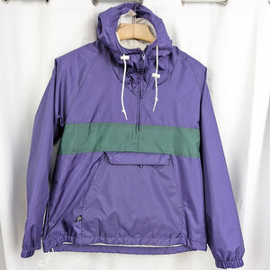 Vintage Nylon Purple & Green Anorak Style Pullover Large